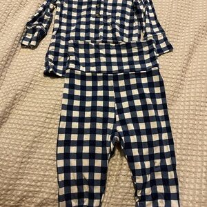 Blue and White Checkered LOULOU bamboo set